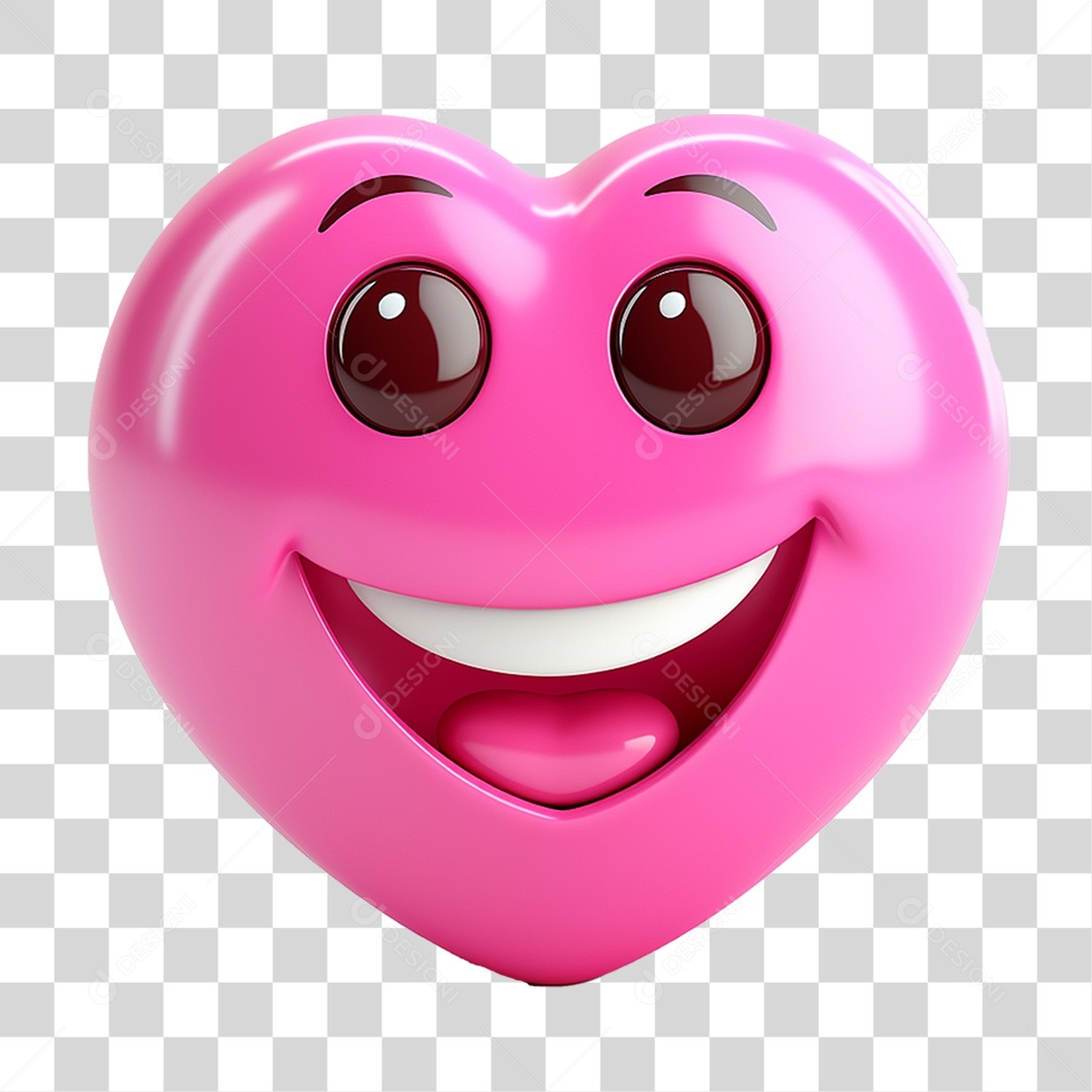 Elemento 3D Coração Emoji PNG Transparente