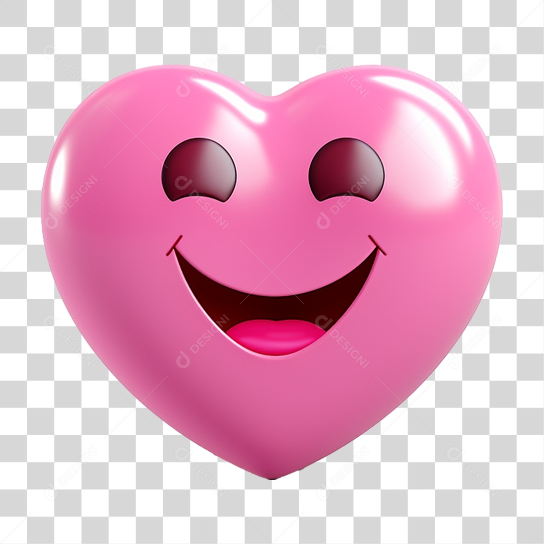 Elemento 3D Coração Emoji PNG Transparente