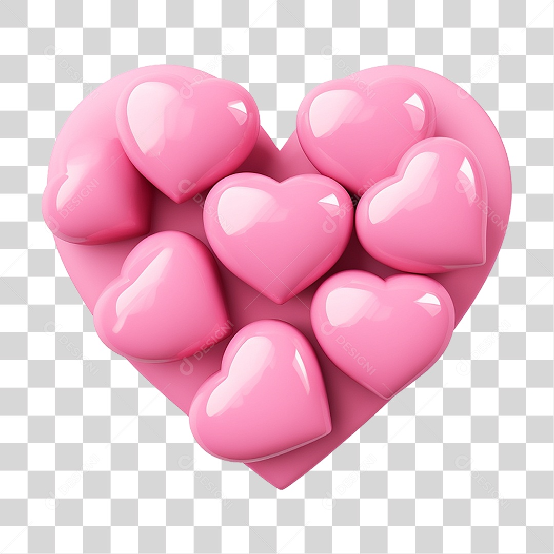 Elemento 3D Coração Emoji PNG Transparente