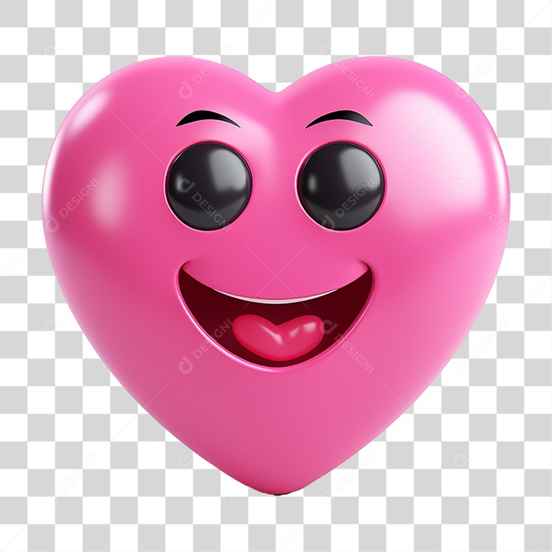 Elemento 3D Coração Emoji PNG Transparente