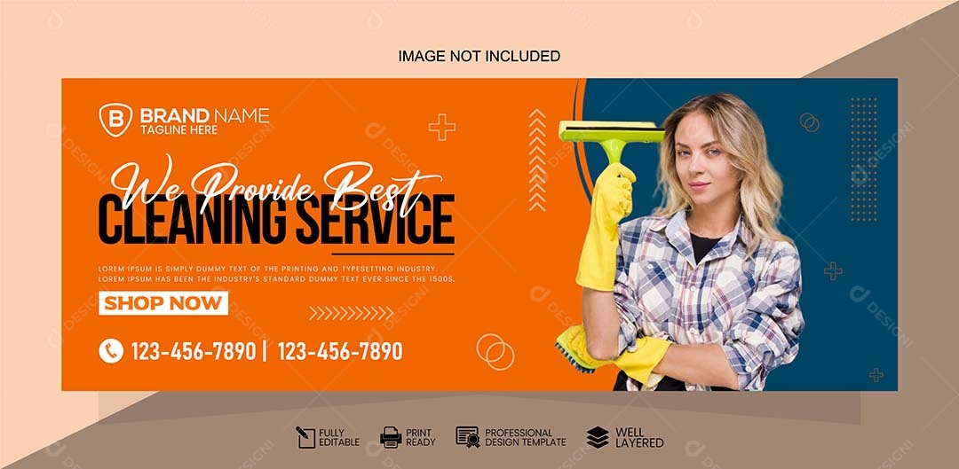 Modelo de Banner de Venda de Serviço de Limpeza Vetor EPS Editável