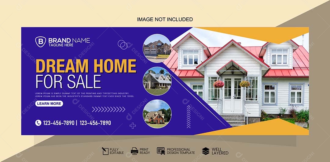 Modelo de Banner de Venda de Casa Vetor EPS Editável