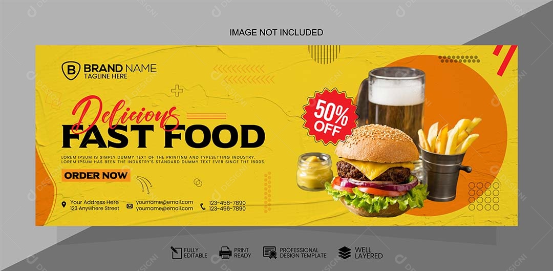 Modelo de Banner de Fast Food Vetor EPS Editável