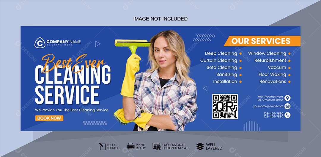 Modelo de Banner de Venda de Serviços de Limpeza Vetor EPS Editável