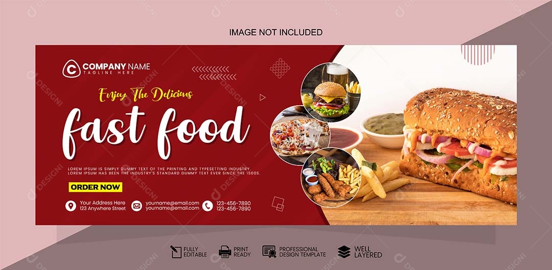Modelo de Banner de Fast Food Vetor EPS Editável