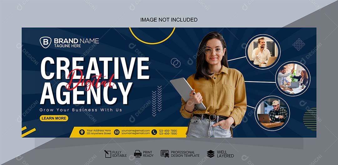 Modelo de Banner de Negócio Digital Vetor EPS Editável