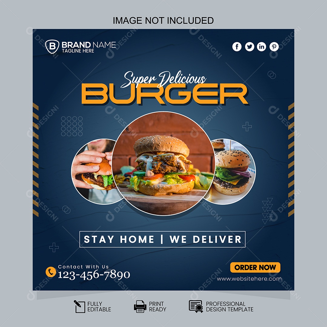 Hamburgueria Hambúrguer Super Delicioso Social Media EPS Editável