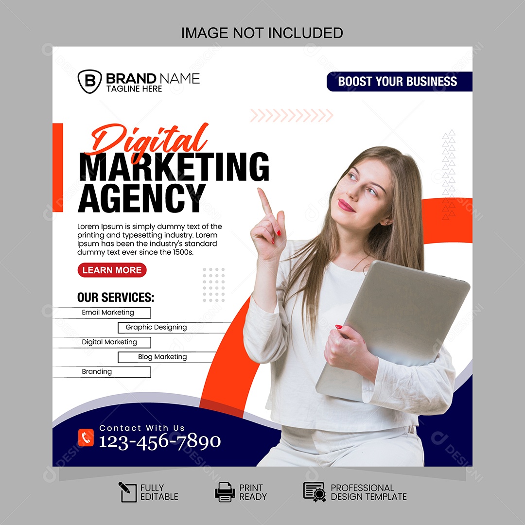 Agência de Marketing Digital Social Media Vetor EPS Editável