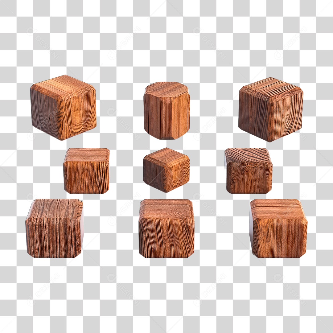 Cubo de Madeira PNG Transparente