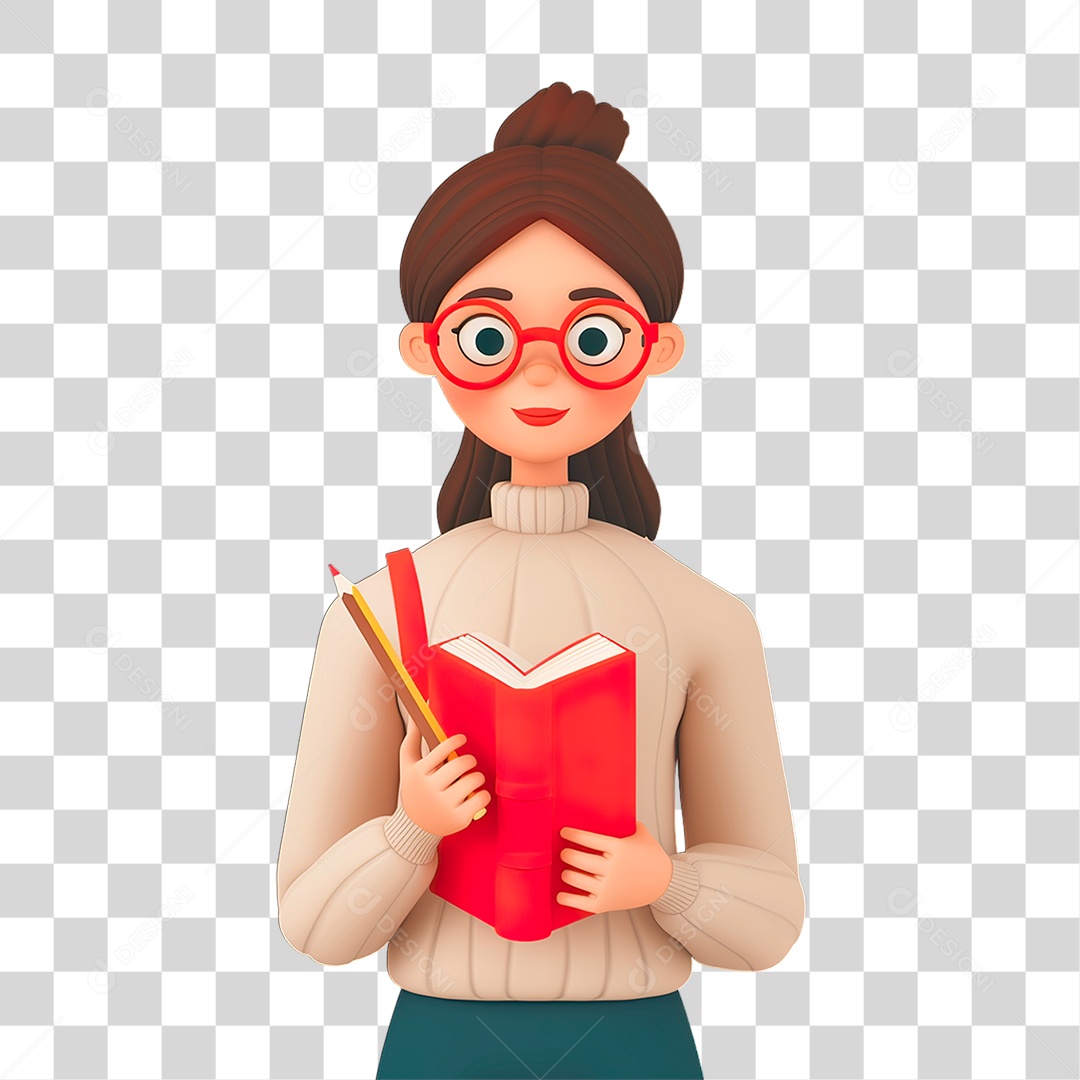 Menina Segurando Livro PNG Transparente