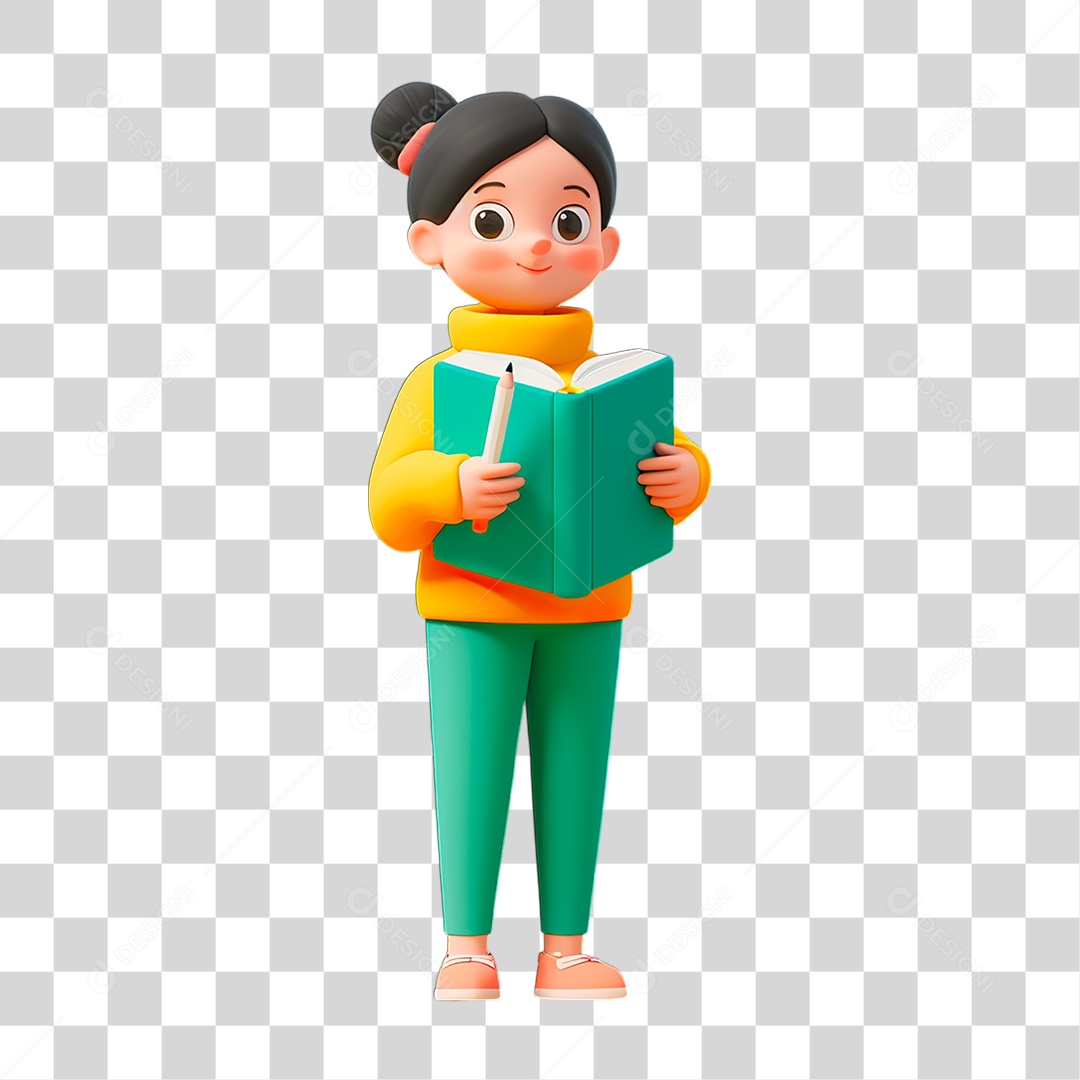 Menina Segurando Livro PNG Transparente
