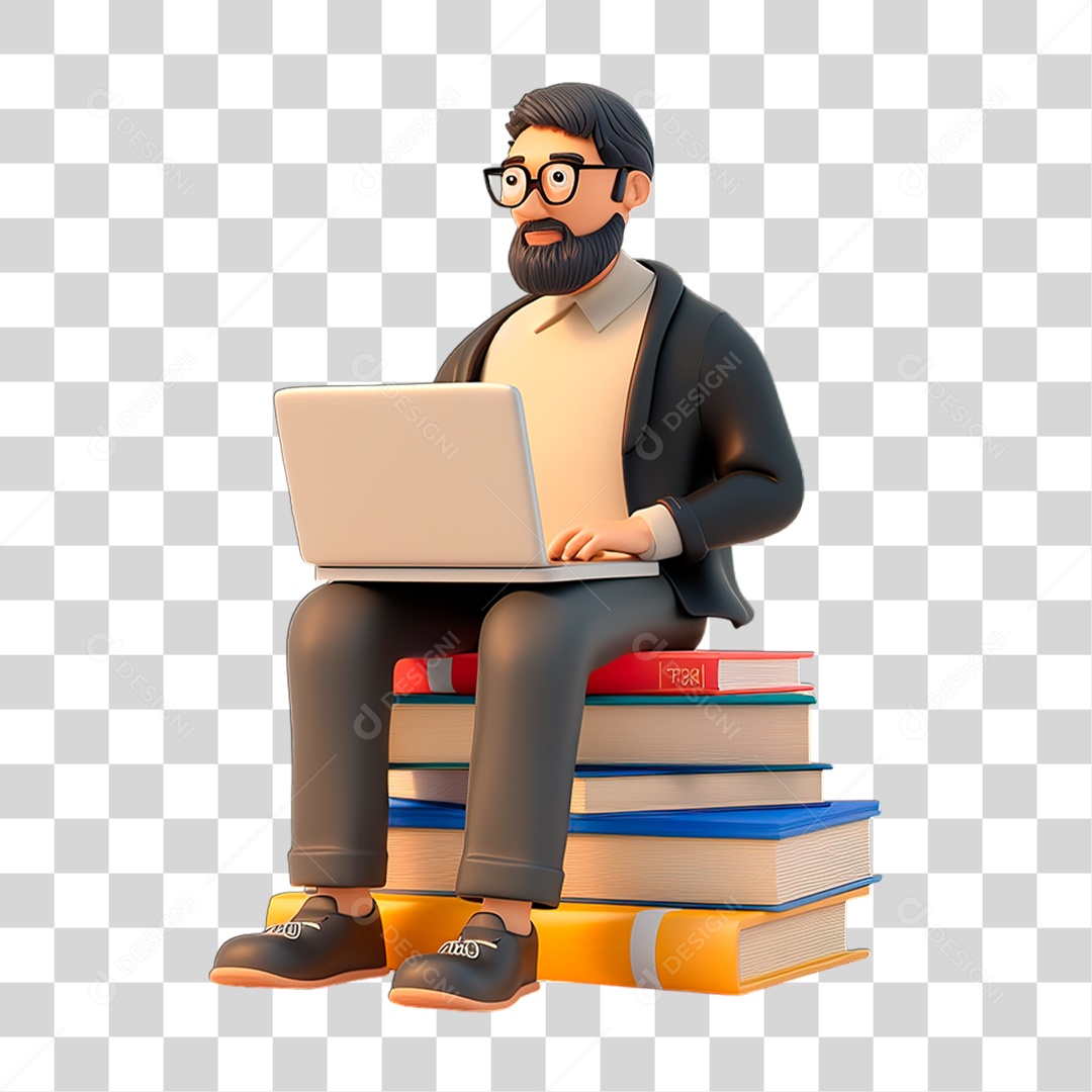 Homem com Notebook PNG Transparente