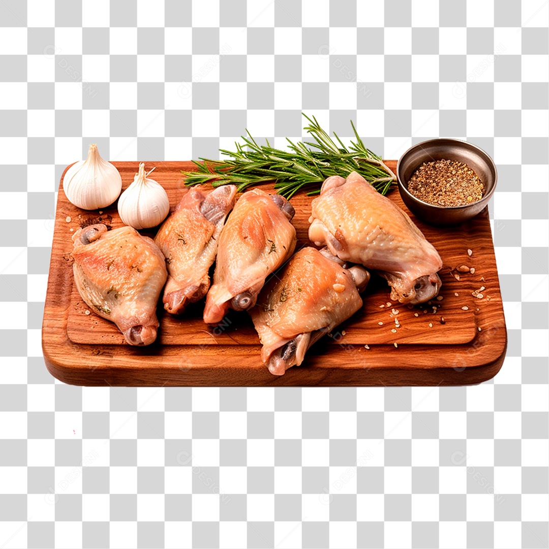Tábua com Coxa de Frango PNG Transparente