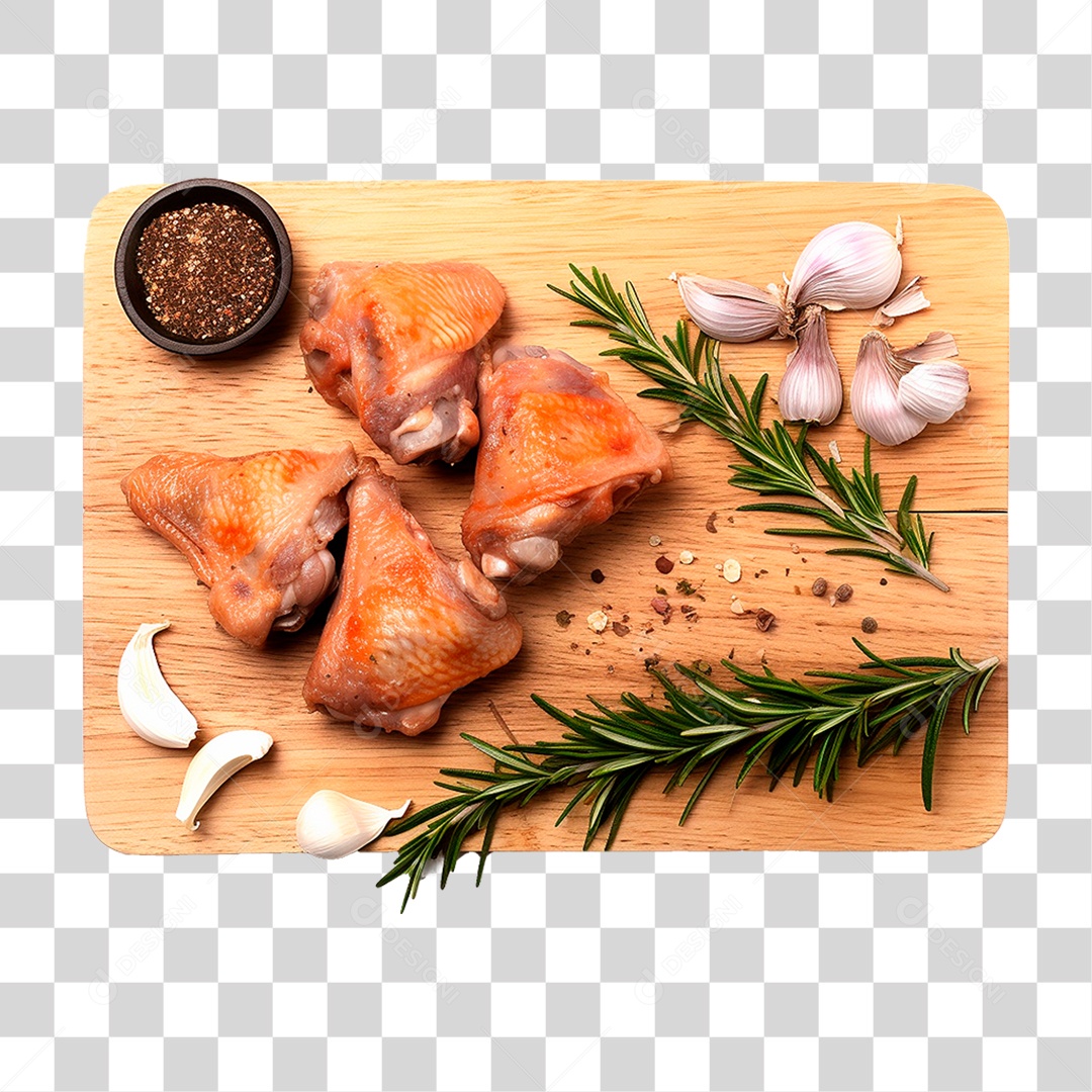 Tábua com Coxa de Frango PNG Transparente
