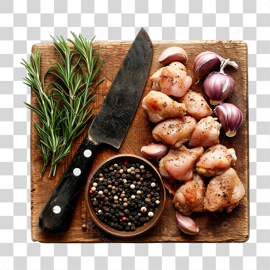 Tábua com Coxa de Frango PNG Transparente