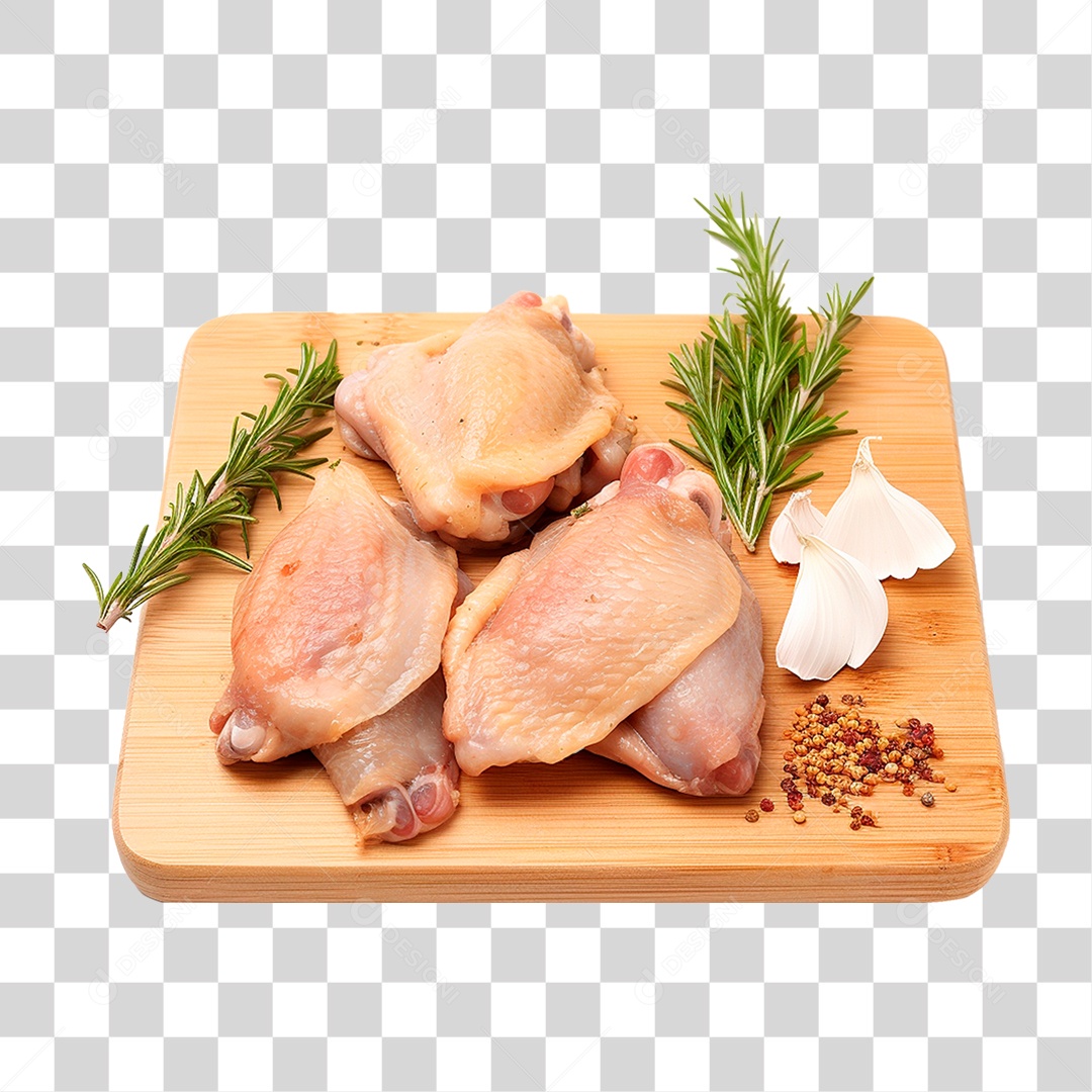 Tábua com Coxa de Frango PNG Transparente