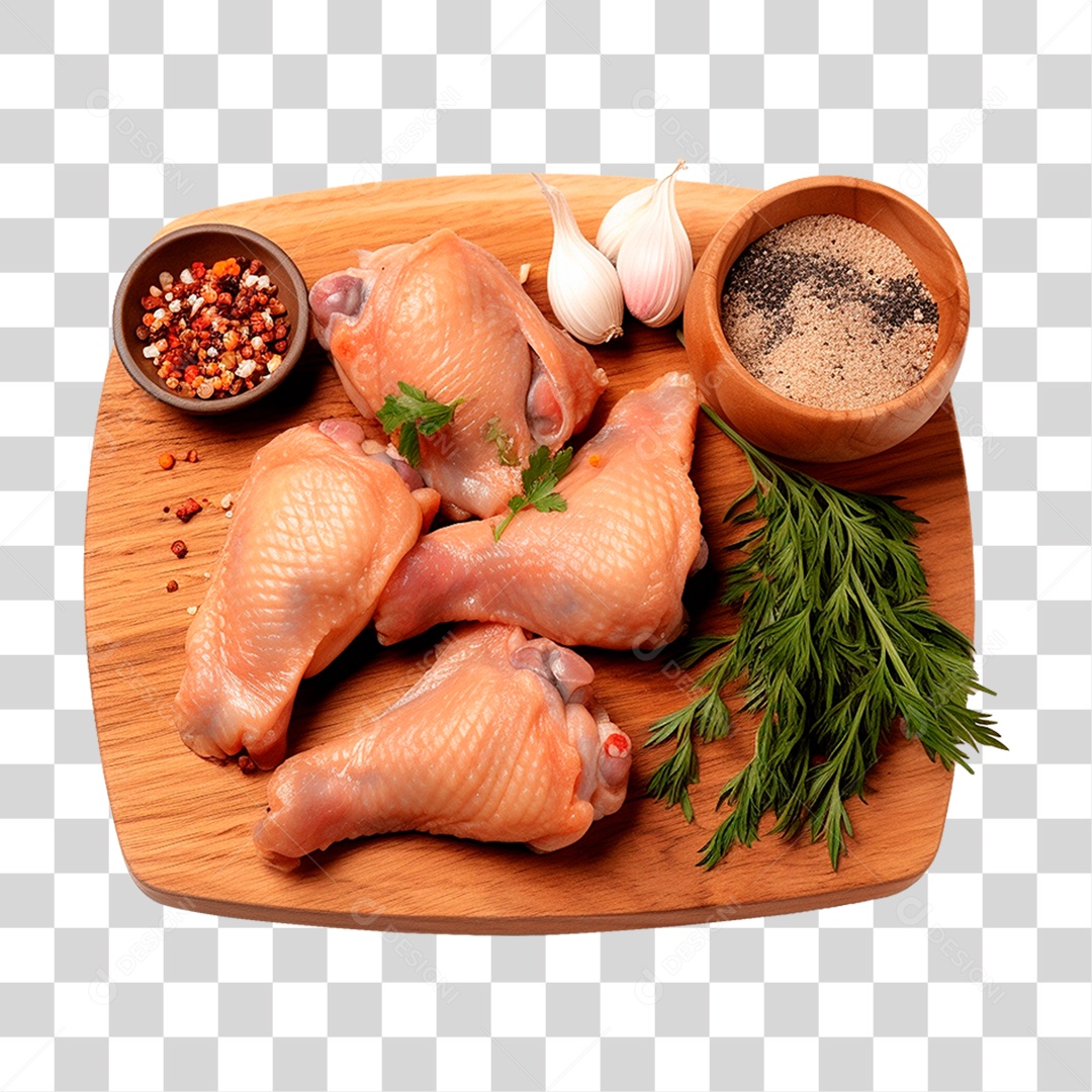 Tábua com Coxa de Frango PNG Transparente