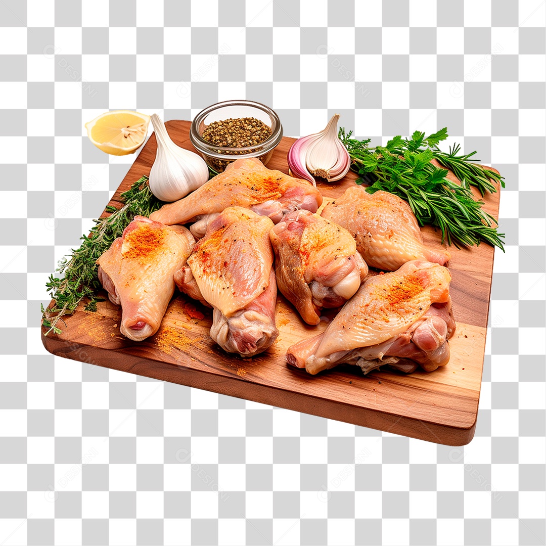 Tábua com Coxa de Frango PNG Transparente