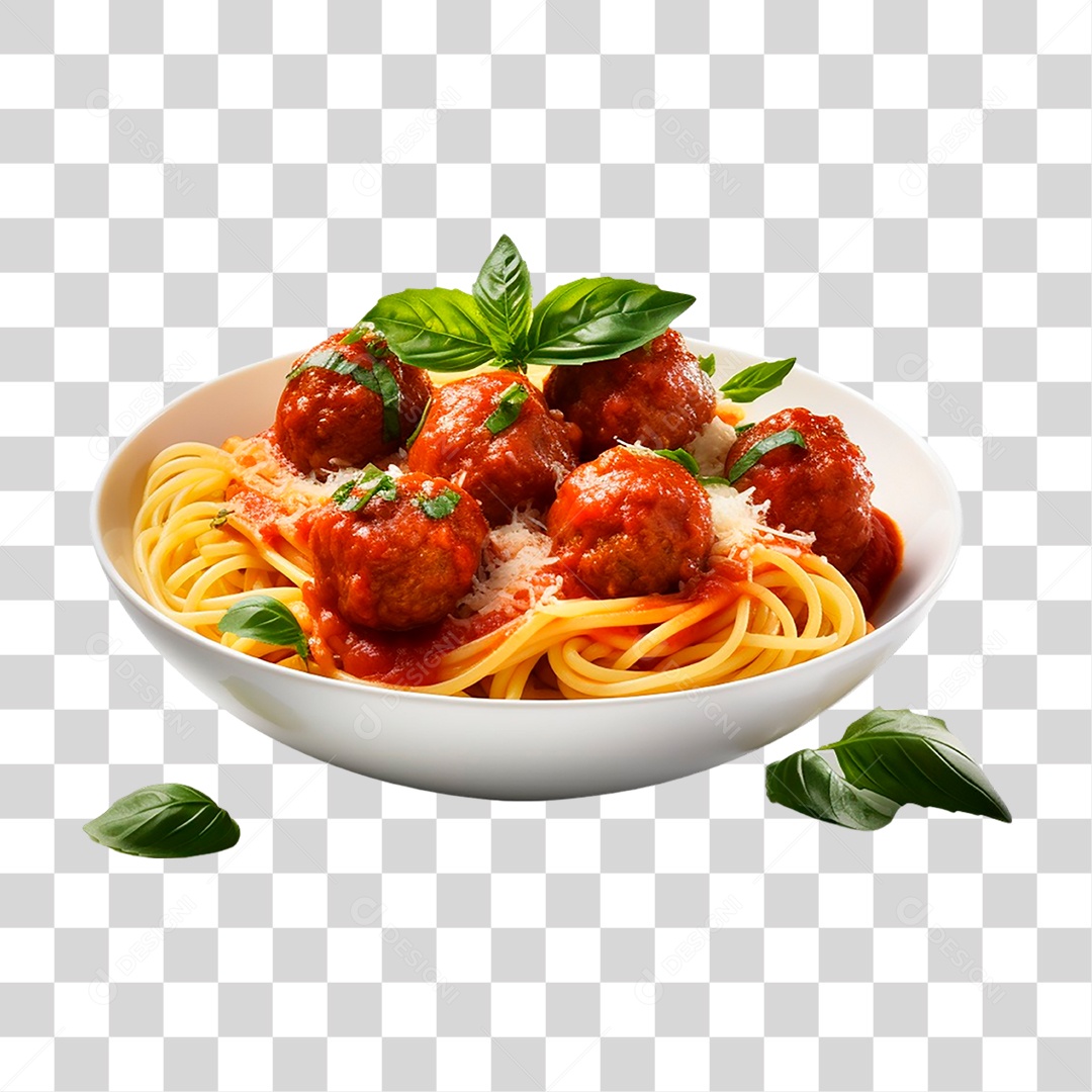 Prato de Espaguete com Almôndegas PNG Transparente