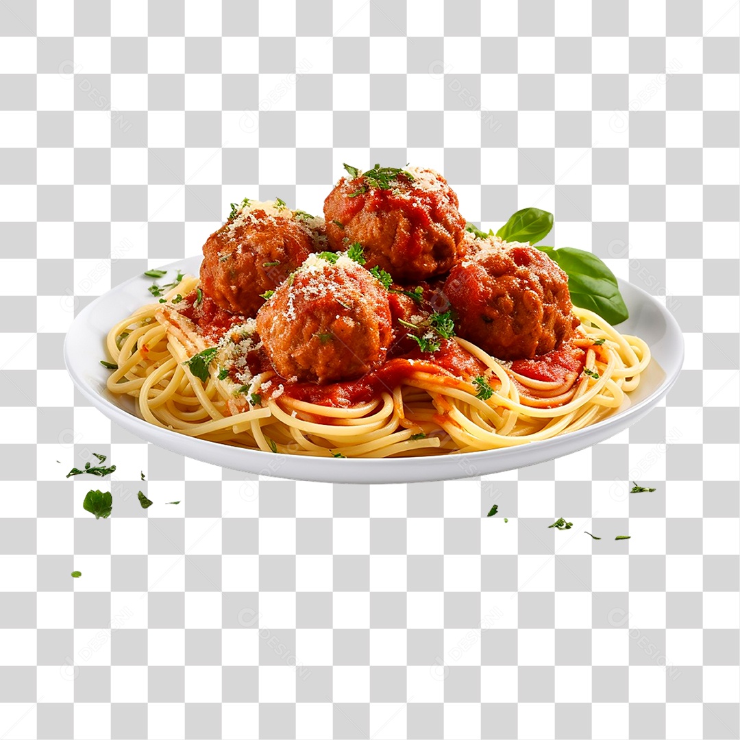 Prato de Espaguete com Almôndegas PNG Transparente