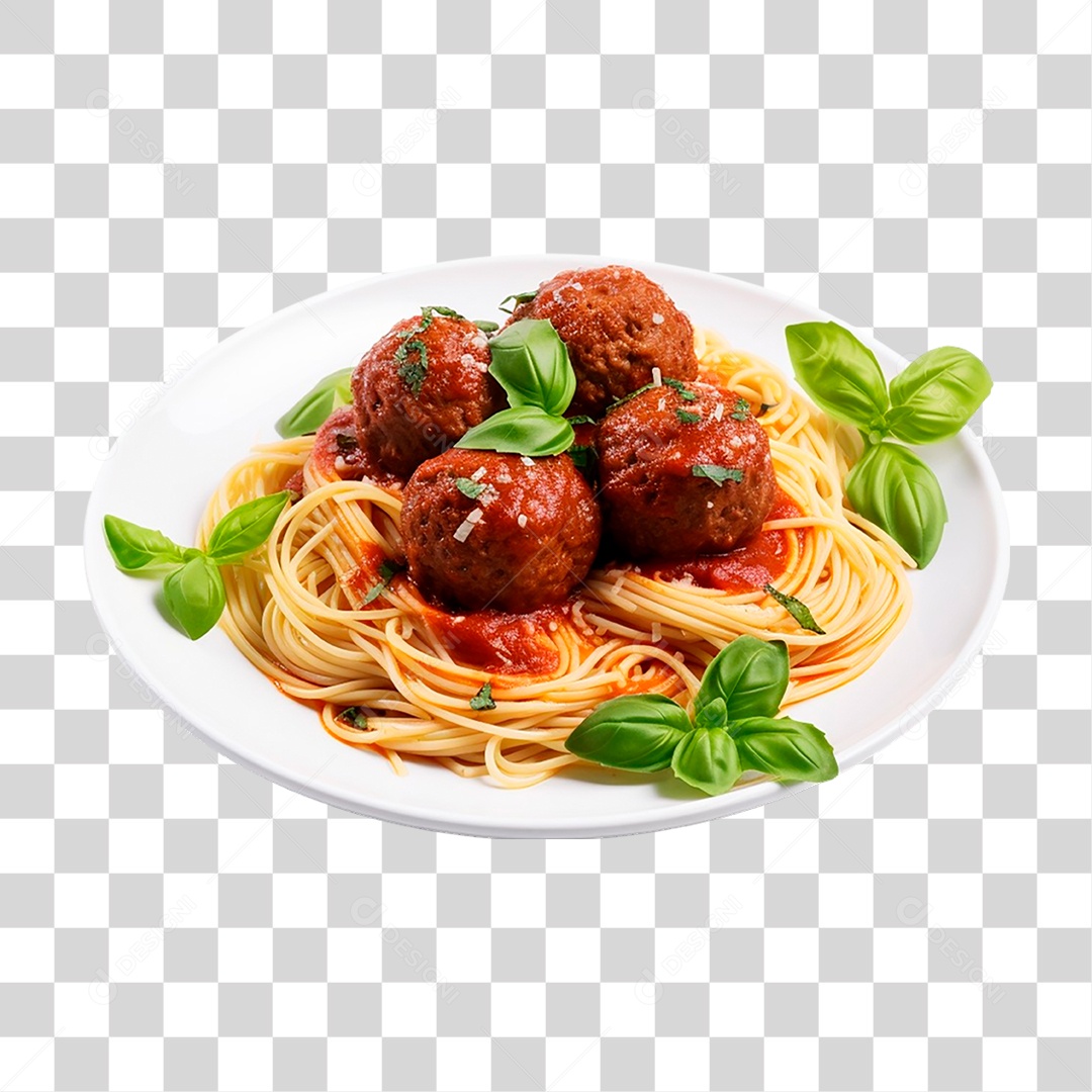 Prato de Espaguete com Almôndegas PNG Transparente