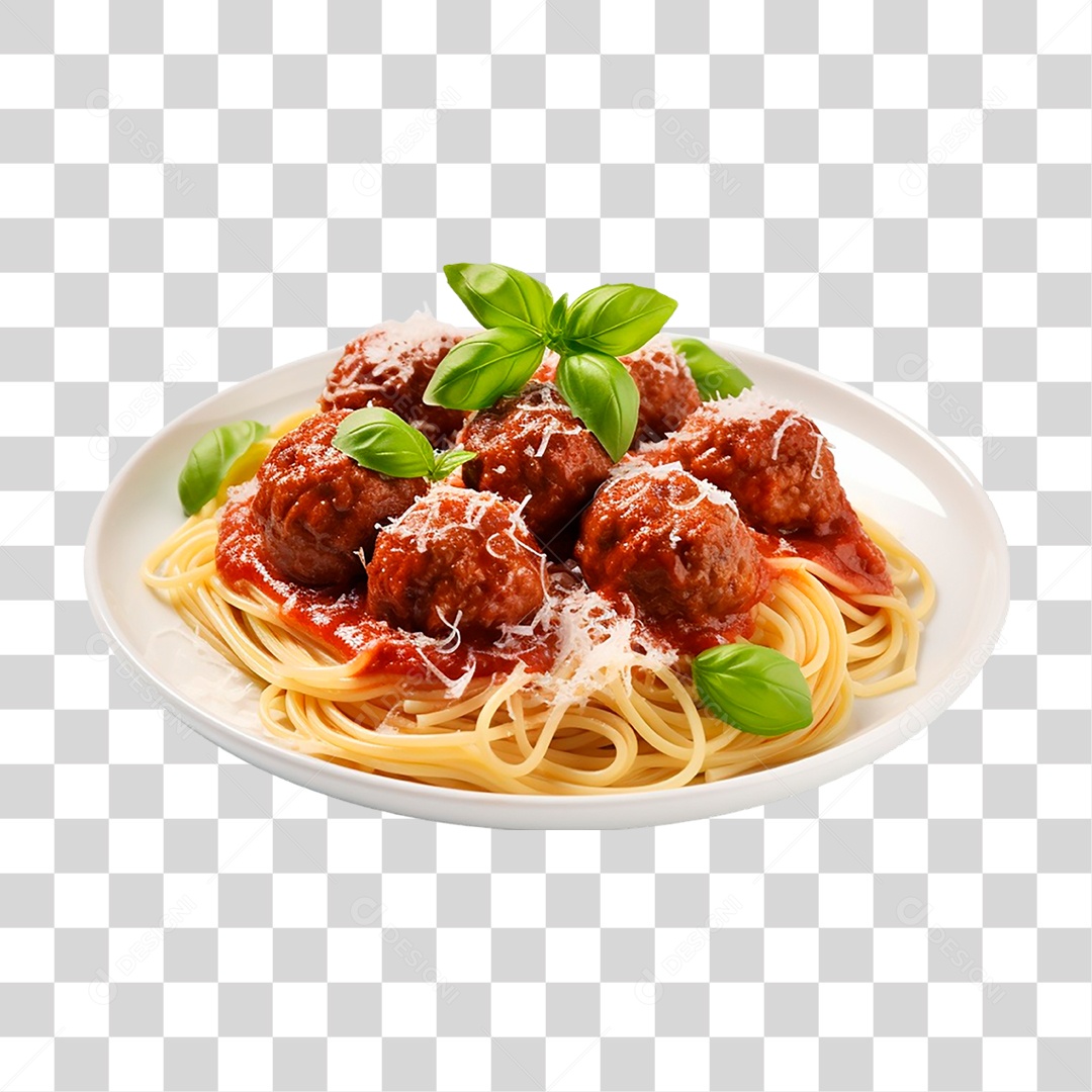 Prato de Espaguete com Almôndegas PNG Transparente