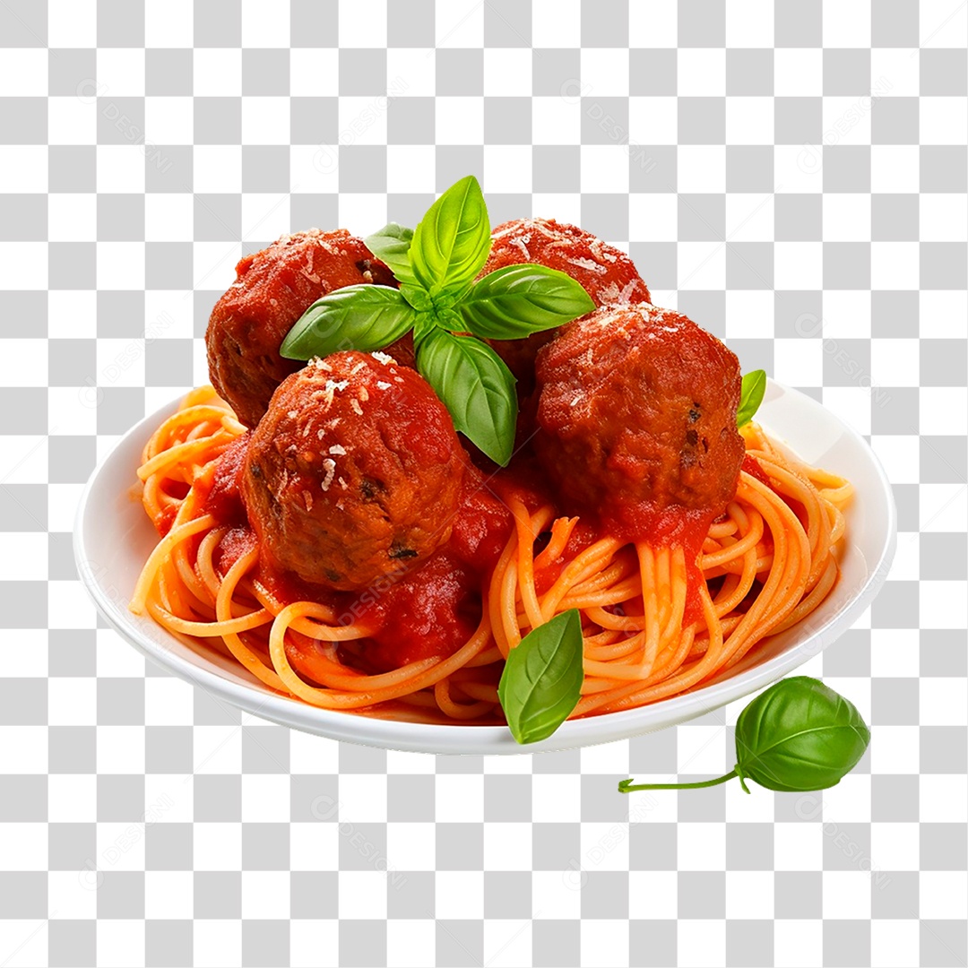 Prato de Espaguete com Almôndegas PNG Transparente