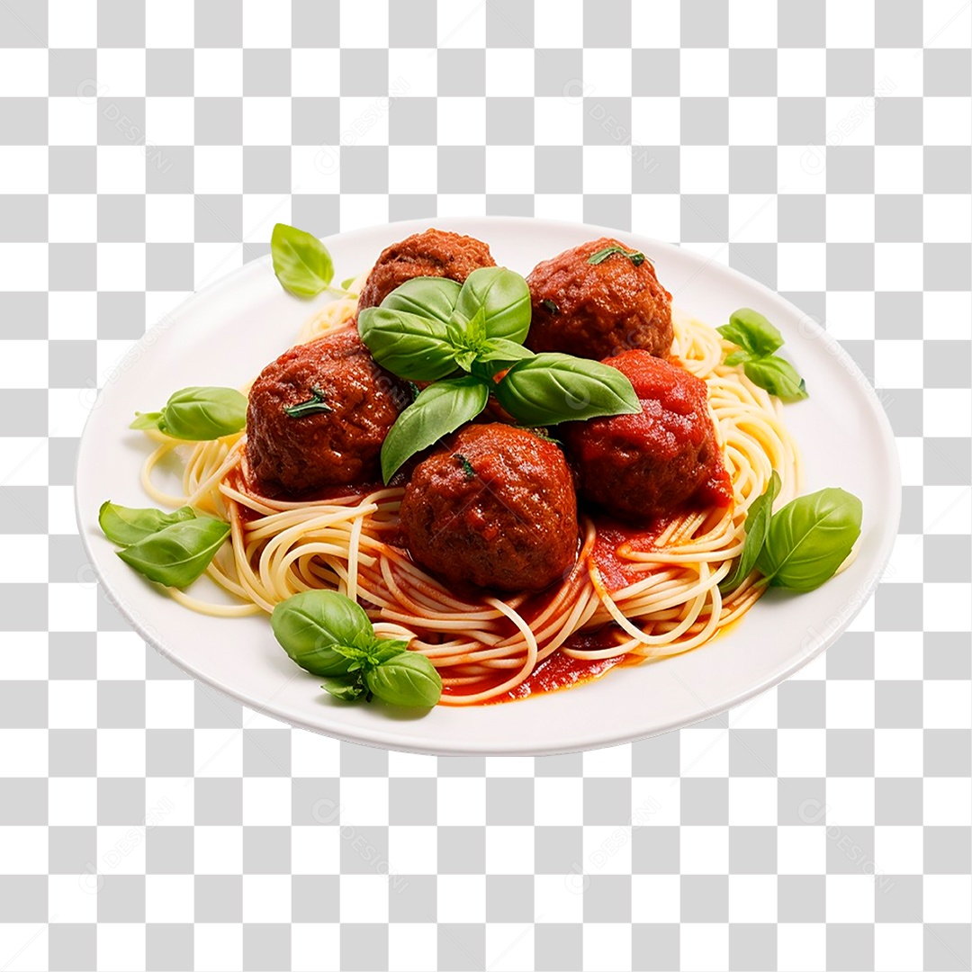 Prato de Espaguete com Almôndegas PNG Transparente