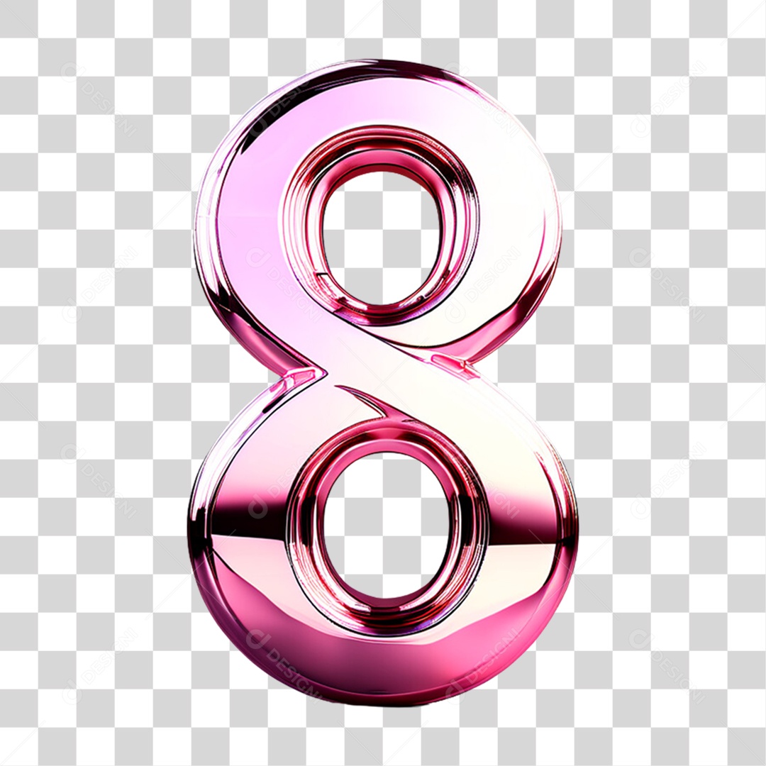 Elemento 3D Número 8 PNG Transparente