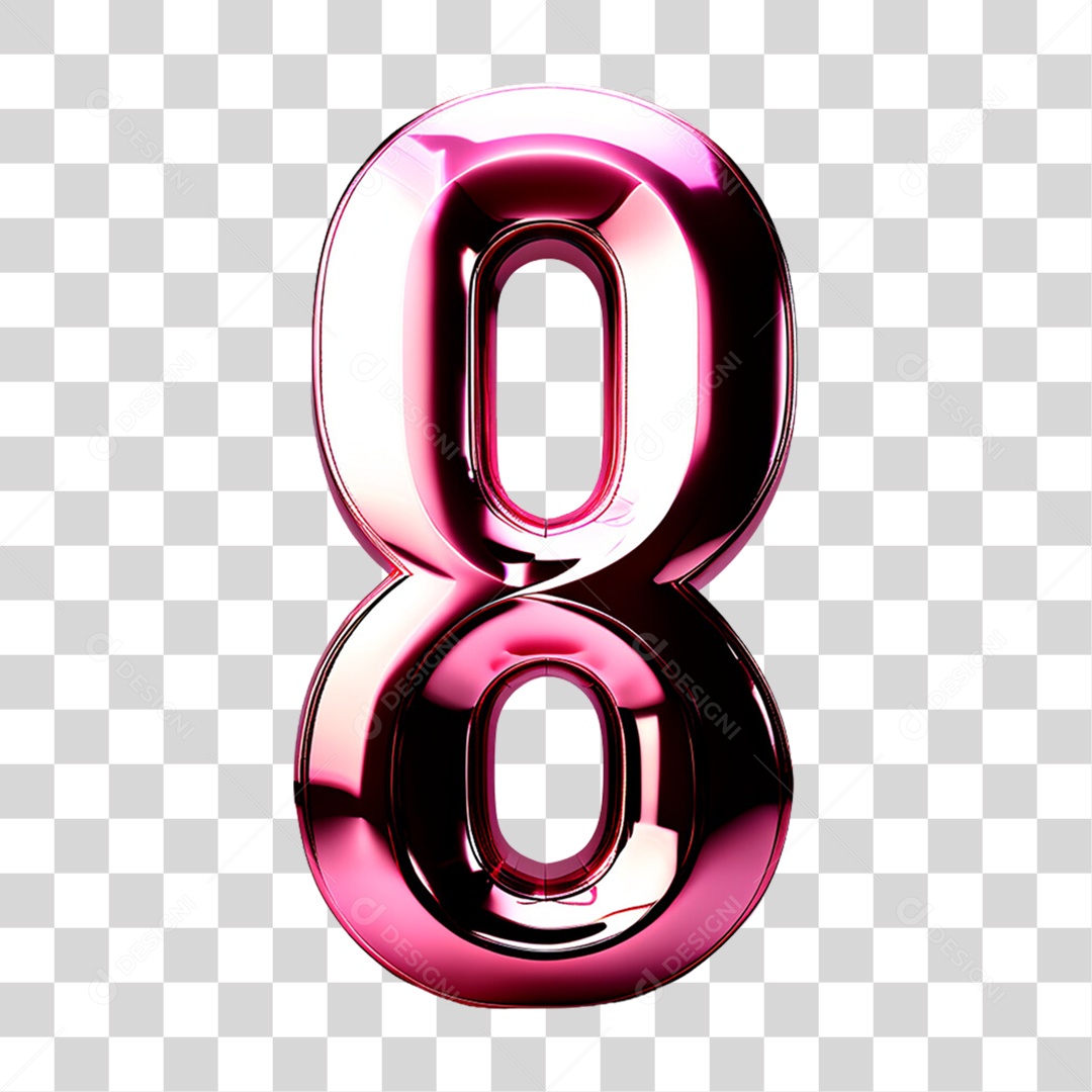 Elemento 3D Número 8 PNG Transparente