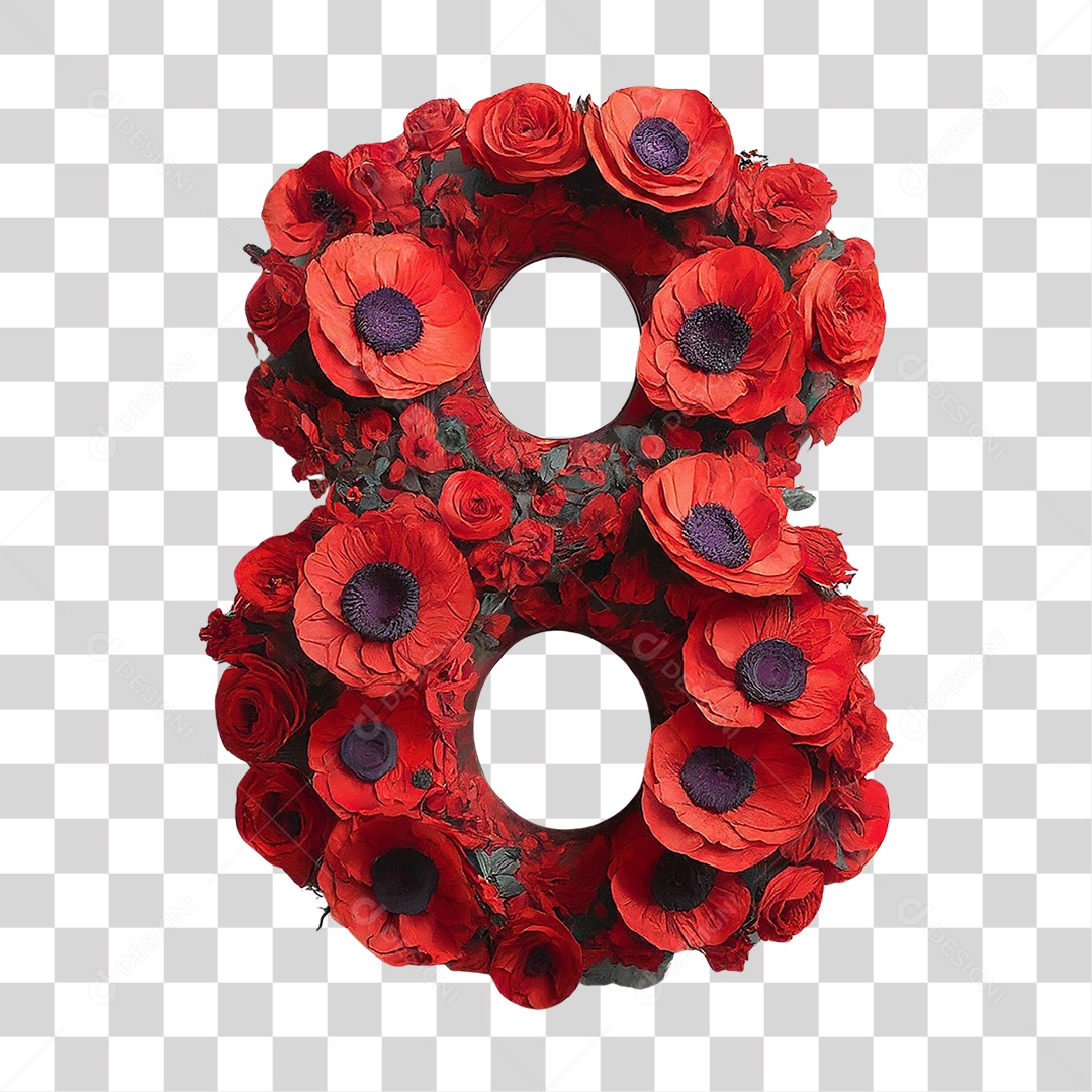 Elemento 3D Número 8 PNG Transparente