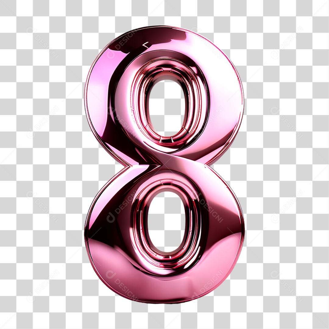 Elemento 3D Número 8 PNG Transparente