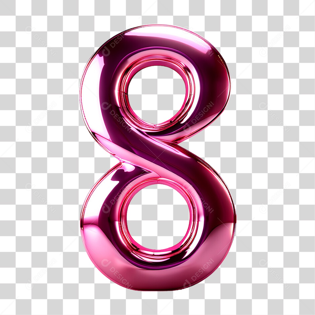 Elemento 3D Número 8 PNG Transparente