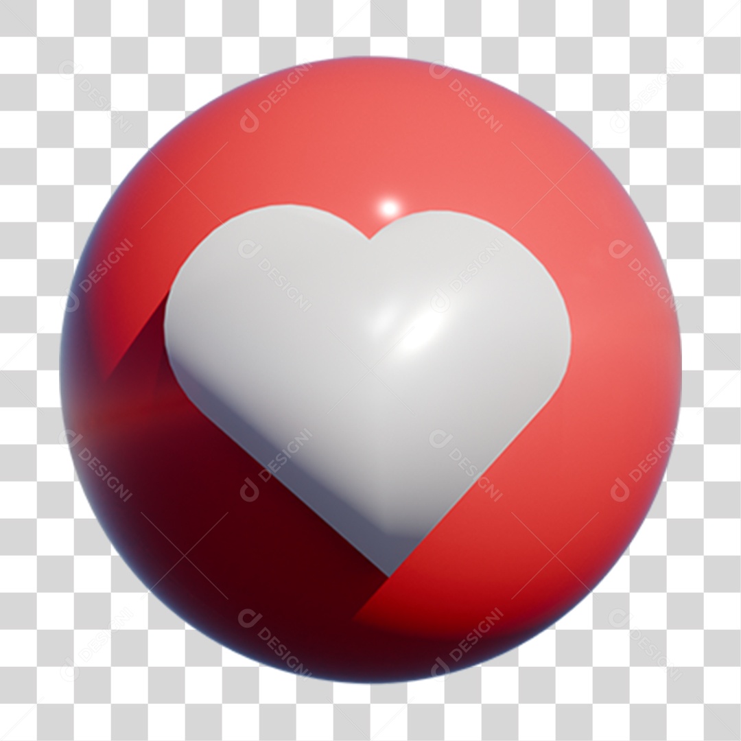 Coração Bola Branco PNG Transparente