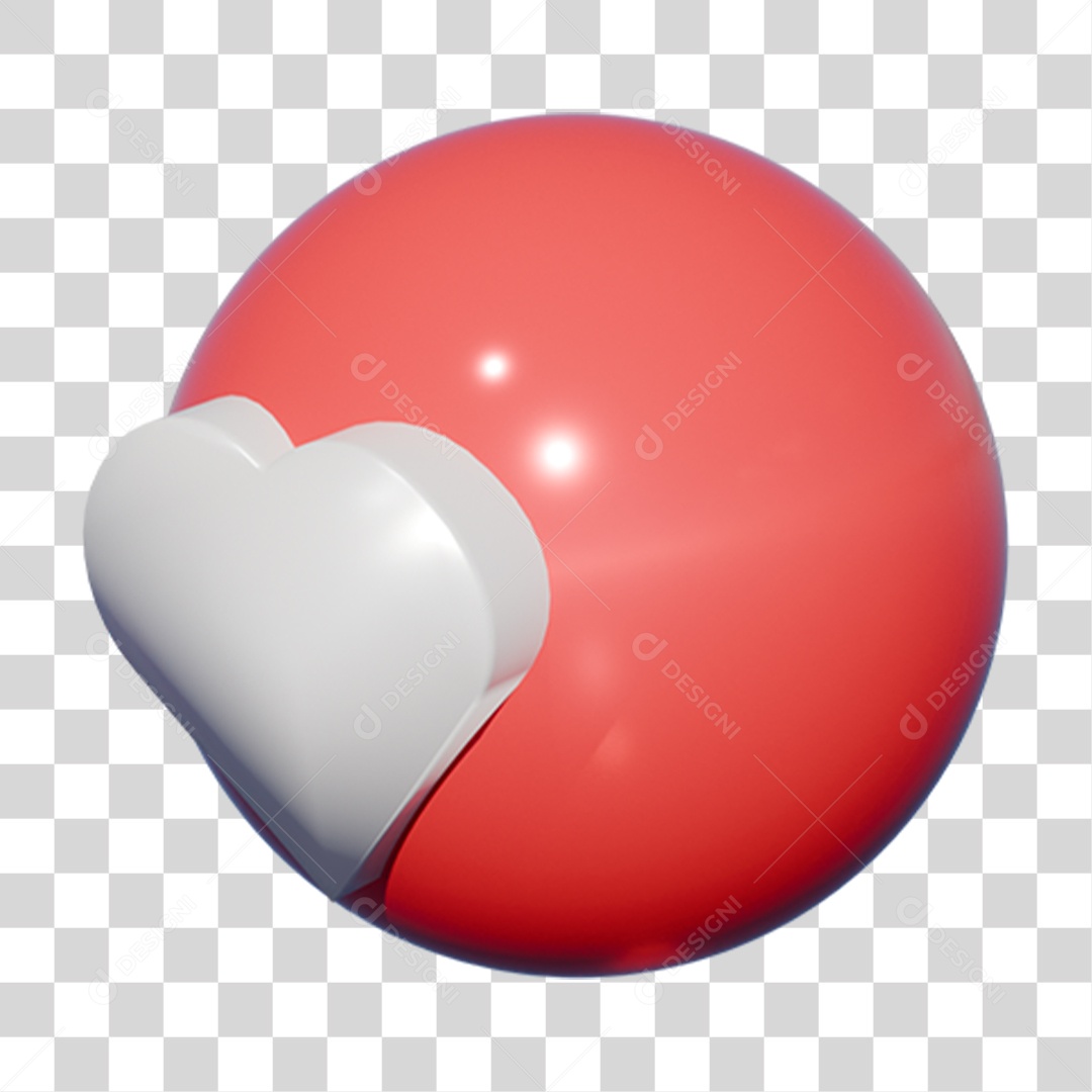 Coração Bola Branco PNG Transparente