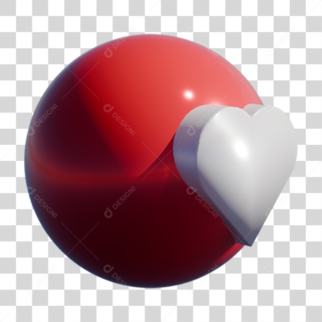Coração Bola Branco PNG Transparente