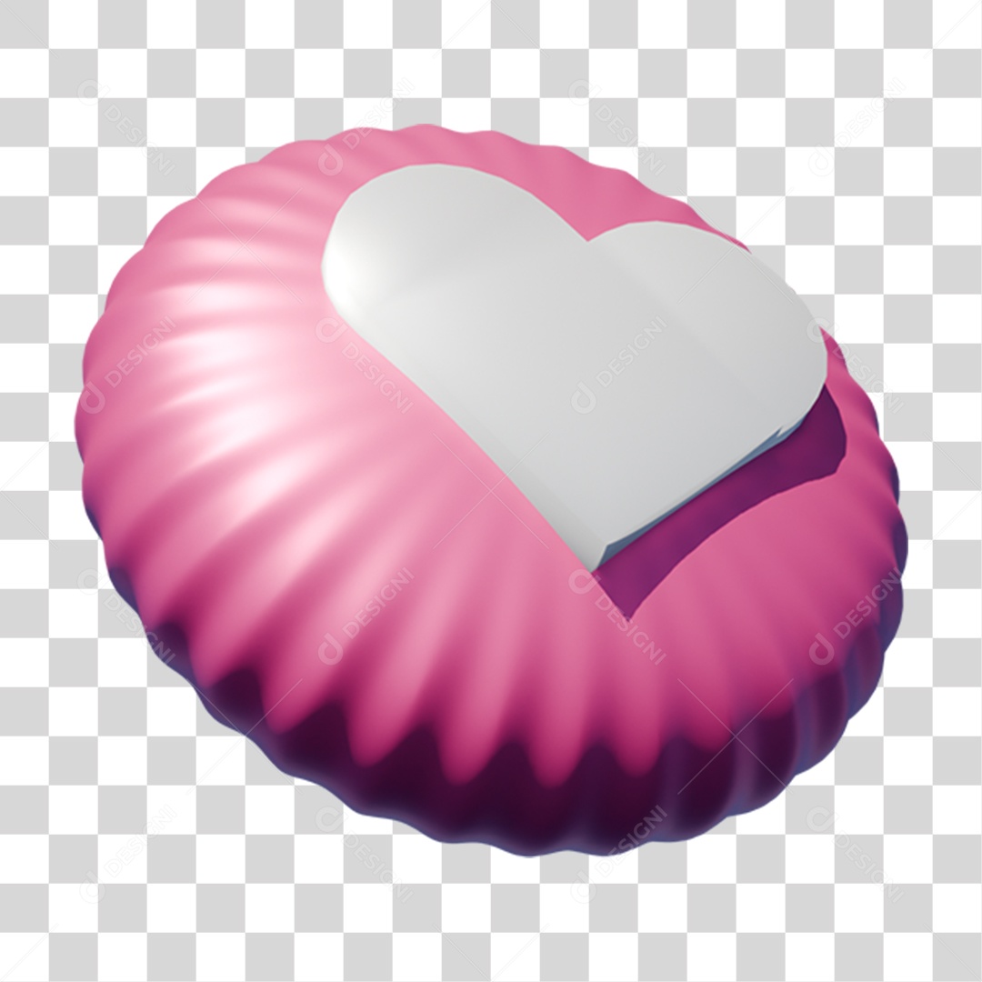 Coração Rosa Branco PNG Transparente