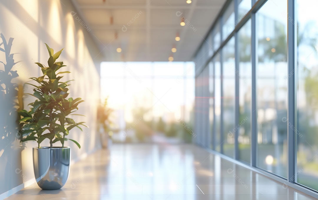 Belo fundo desfocado de um escritório moderno e leve