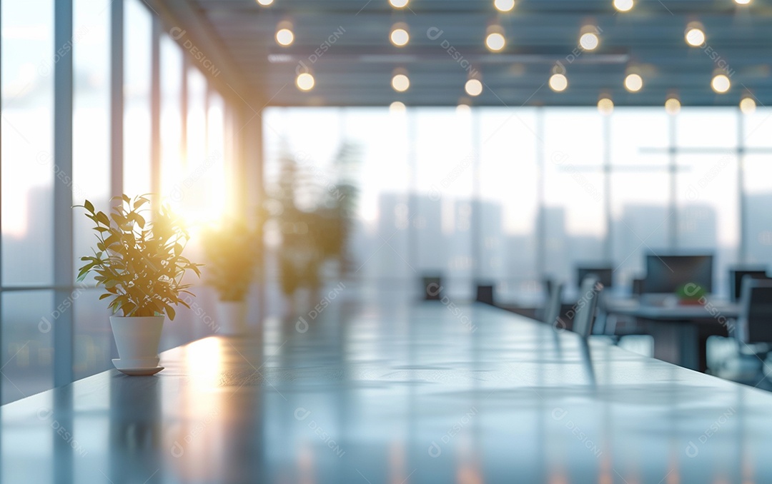 Belo fundo desfocado de um escritório moderno e leve