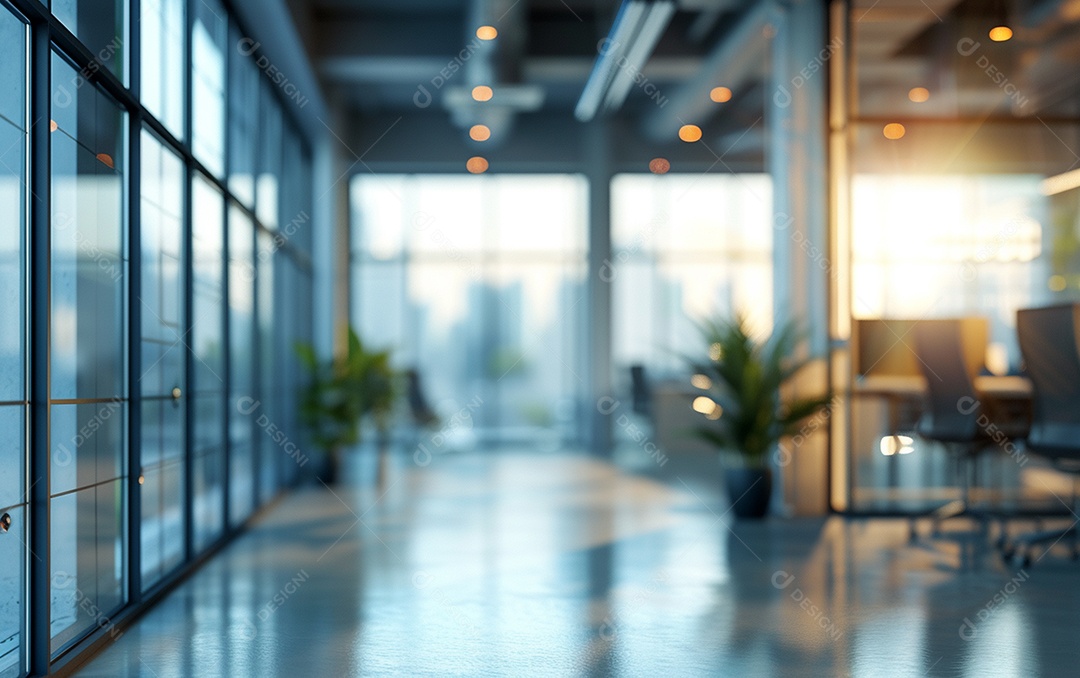 Belo fundo desfocado de um escritório moderno e leve