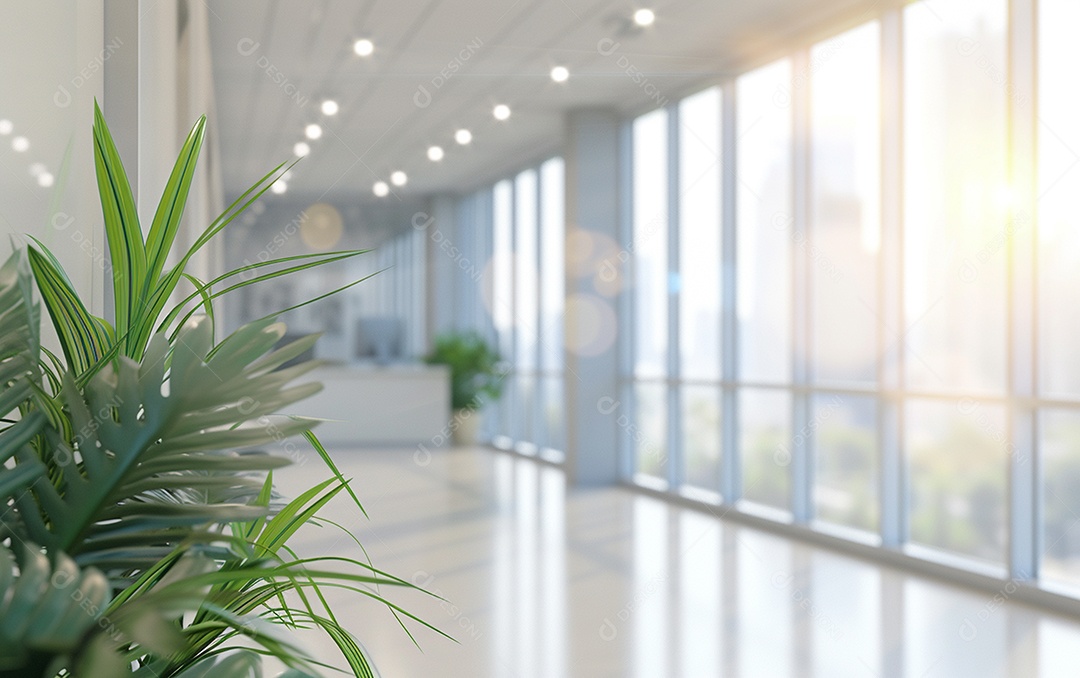 Belo fundo desfocado de um escritório moderno e leve