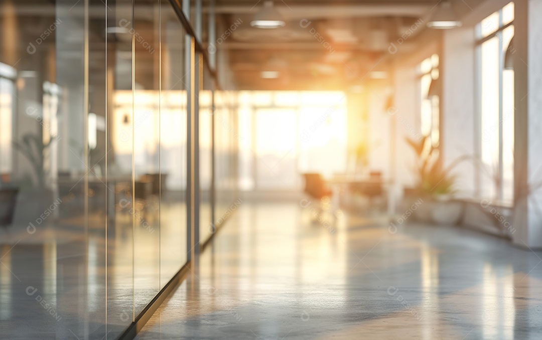 Belo fundo desfocado de um escritório moderno e leve