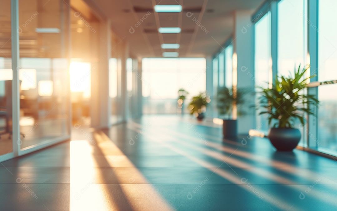 Belo fundo desfocado de um escritório moderno e leve