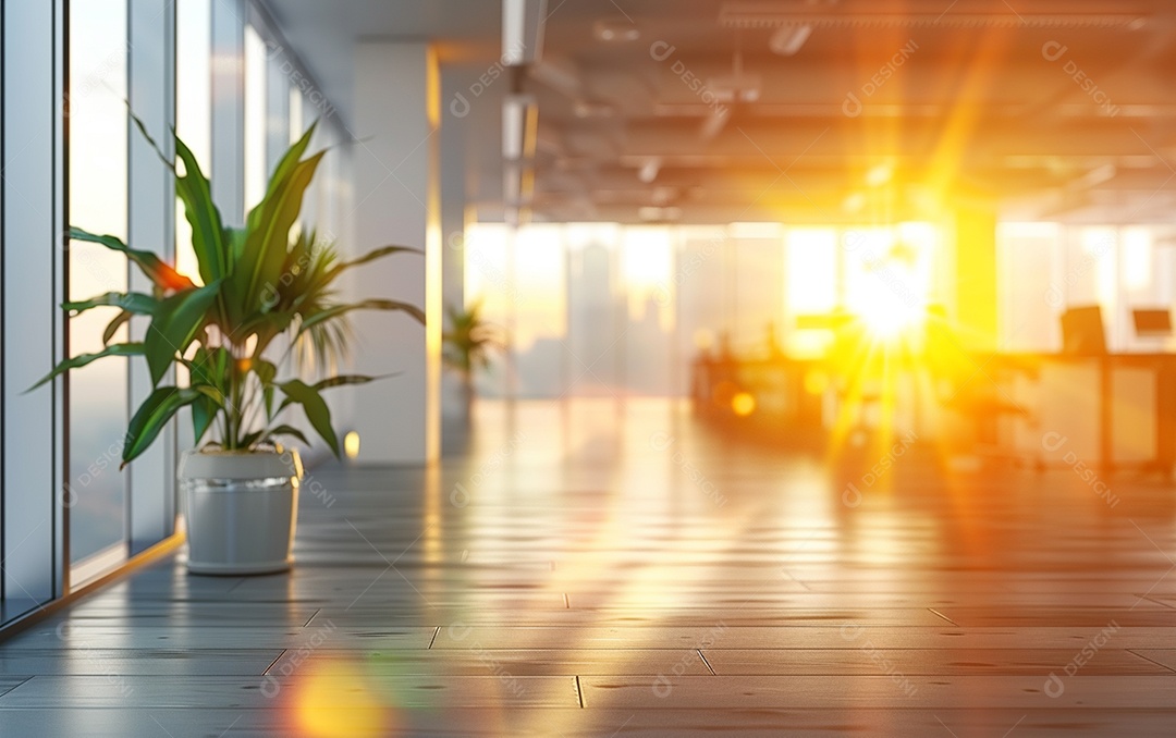 Belo fundo desfocado de um escritório moderno e leve