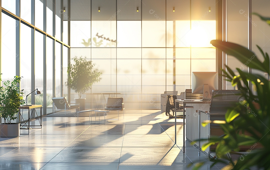 Belo fundo desfocado de um escritório moderno e leve