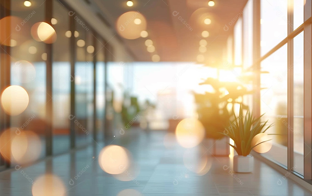 Belo fundo desfocado de um escritório moderno e leve