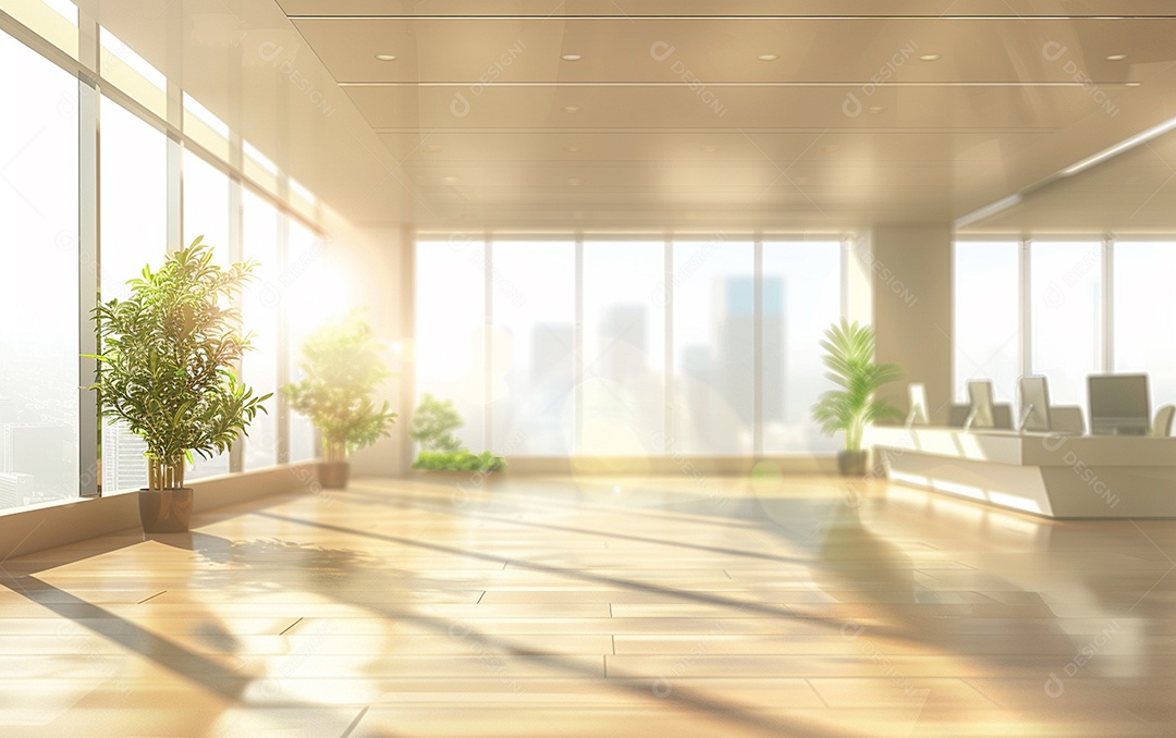 Belo fundo desfocado de um escritório moderno e leve