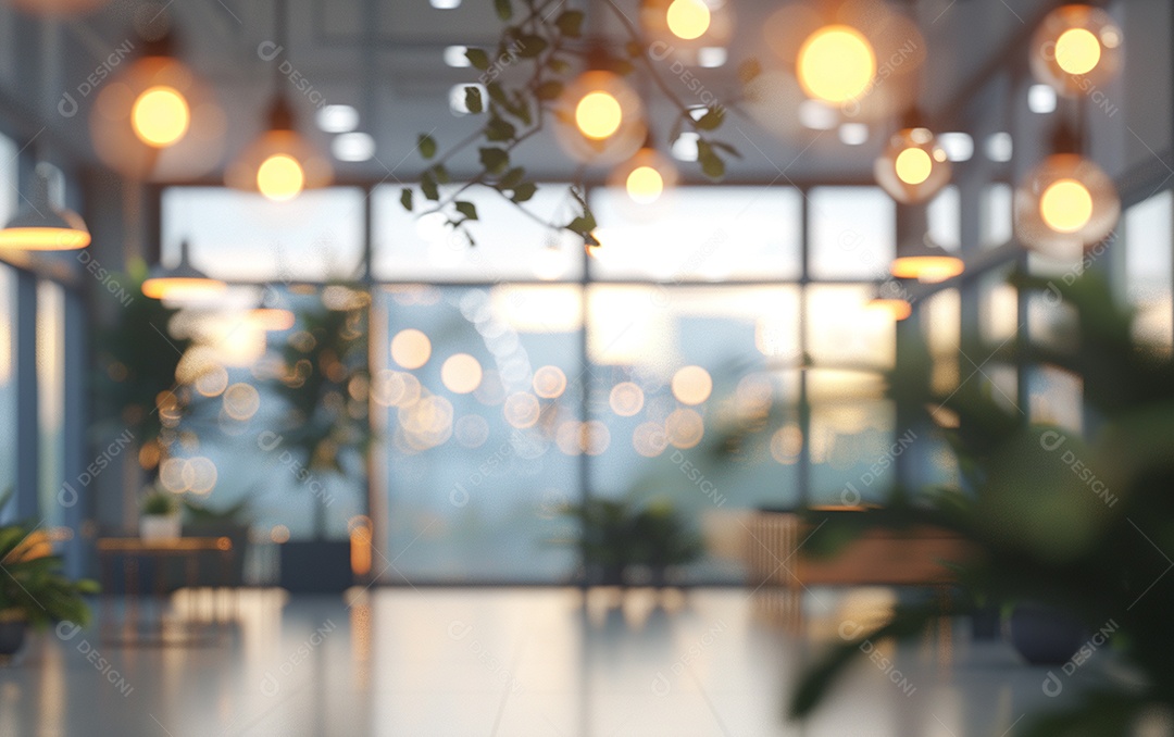 Belo fundo desfocado de um escritório moderno e leve