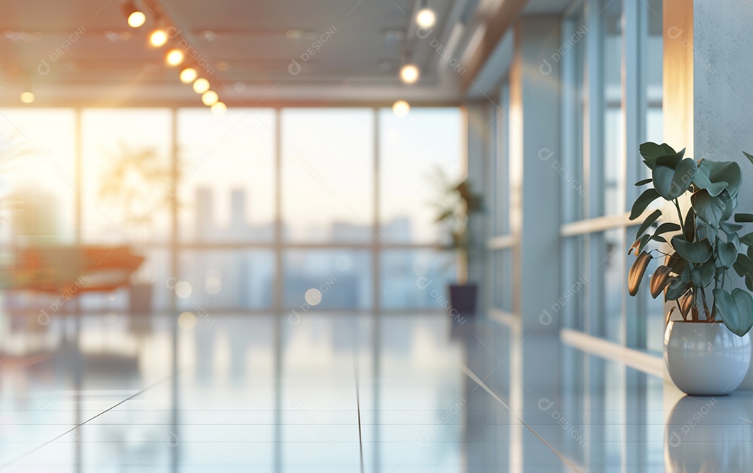 Belo fundo desfocado de um escritório moderno e leve