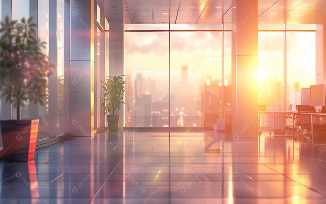 Belo fundo desfocado de um escritório moderno e leve